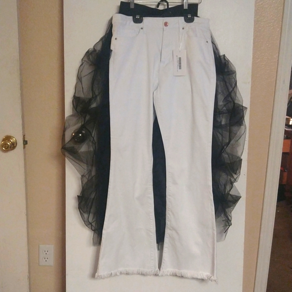 High Waisted Flare Frayed NWT Pants